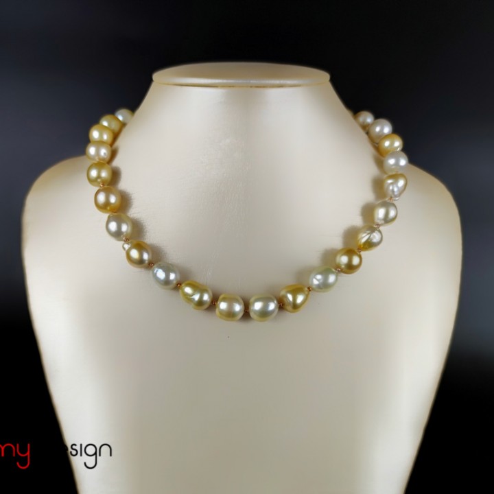 Baroque sea pearl necklace with 18k gold